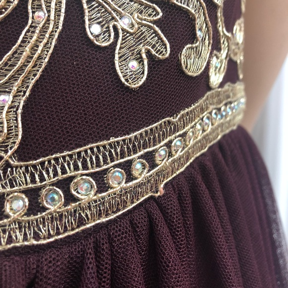 Gold Dark Burgundy TLC Say Yes To Prom Dress Ball Gown Size 13 NWT - Picture 9 of 16